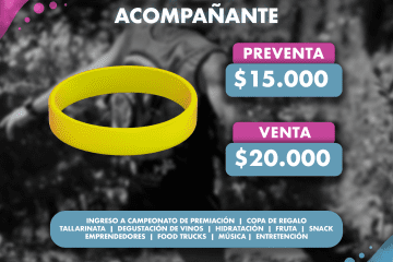 Pulsera Acompañante /15° Trail Corriendo Entre Viñedos, PARTY EDICIÓN ..